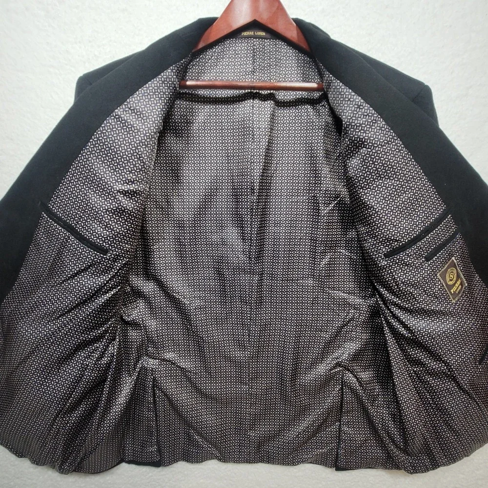 Pierre Loren Blazer Classic Fit Sport Coat Jacket Black 52R W/Suit Bag & Hanger